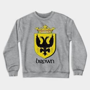 Brown Surname  / Faded Style Family Crest Coat Of Arms Design Crewneck Sweatshirt